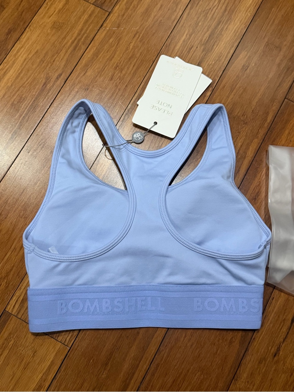 NWT Bombshell Sportswear Active Light Blue Racerback  Sports Bra S - Picture 3 of 3